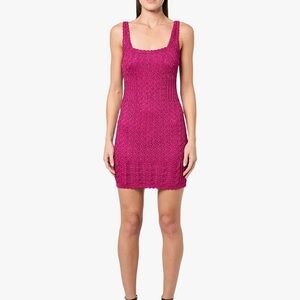 Guess Size XL Fuchsia Hot Pink Crochet Lace Sparkly Sleeveless Mini Dress